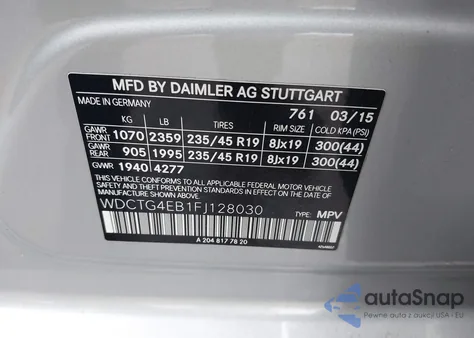 2015 Mercedes-Benz Gla 250 z USA, uszkodzony, nr VIN WDCTG4EB1FJ128030